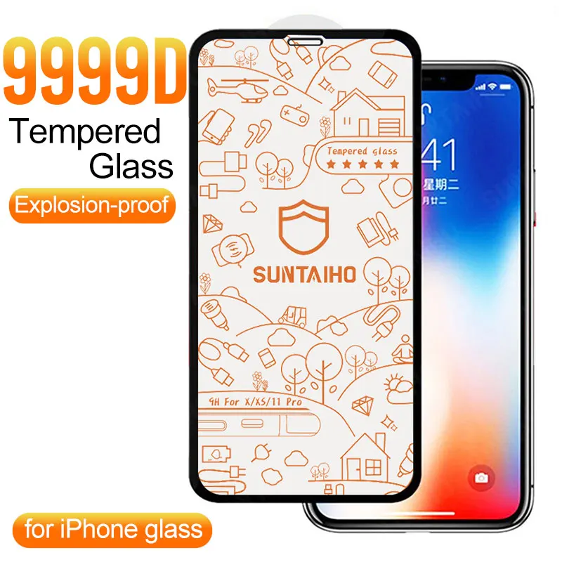 

9999D Full Cover Tempered Glass for iphone 12 11 Pro Max 7 8 Plus Screen Protector Glass for iphone 13 Xs Xr X Protective Glass