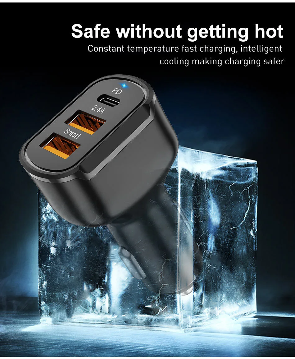 30W PD USB Type C Car Charger Quick Charge For iPhone 12 11 Pro Max Xiaomi Huawei Samsung QC 3.0 Car Phone Charger Fast Charging