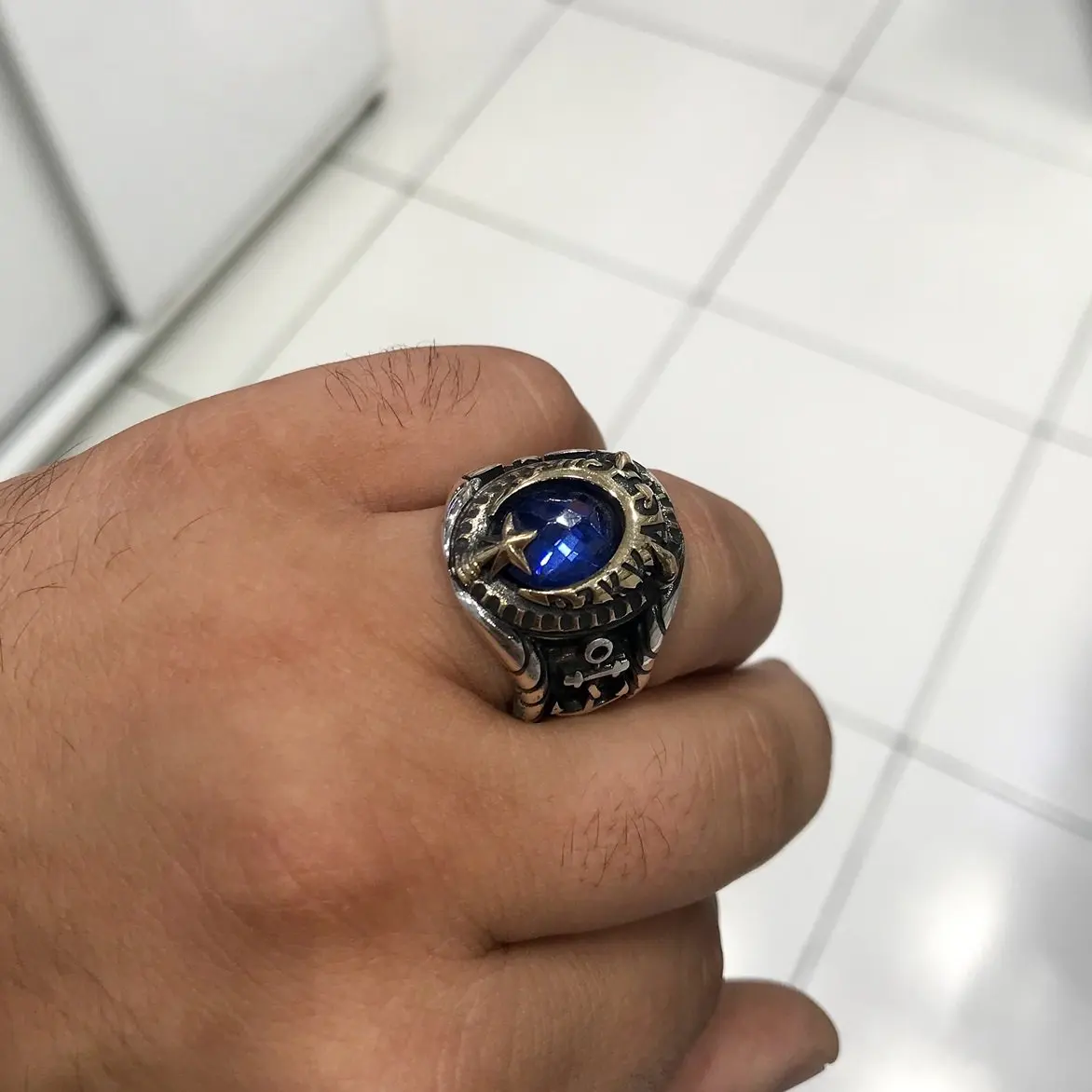 Мужское серебряное кольцо морской якорь NCO|Кольца| |