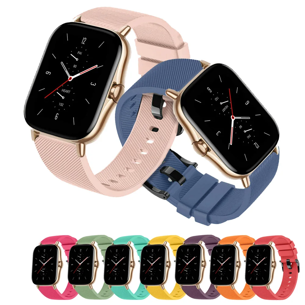 Ремешок для смарт-часов amazfit gts 2 bip силиконовый цветной браслет высокой плотности