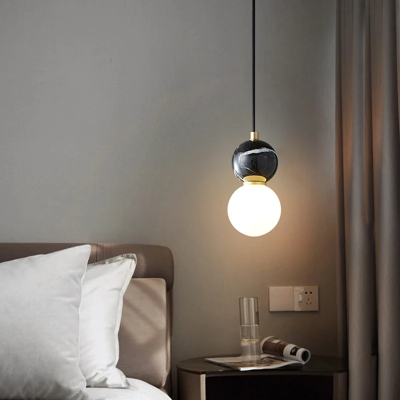

Deyidn Nordic Mini Pendant Light Bedside Chandelier Marble Round Hanging Light Luxury For Bedroom Restaurant Table Sofa Bar Cafe