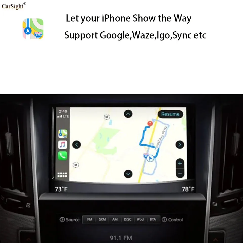 Экран зеркального видео интерфейса смартфона IOS Android Авто iPhone CarPlay для Infiniti QX60 Q70 с