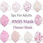 Маска kn95 с цветочным рисунком для взрослых женщин, респиратор ffp2mask, дышащая маска для лица с бабочками, модные цвета, 5 шт.
