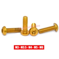 m3 m3 5 m4 m5 m6 aluminum alloy button socket cap screws gold anodized alu round head allen bolts hex drive machine screw