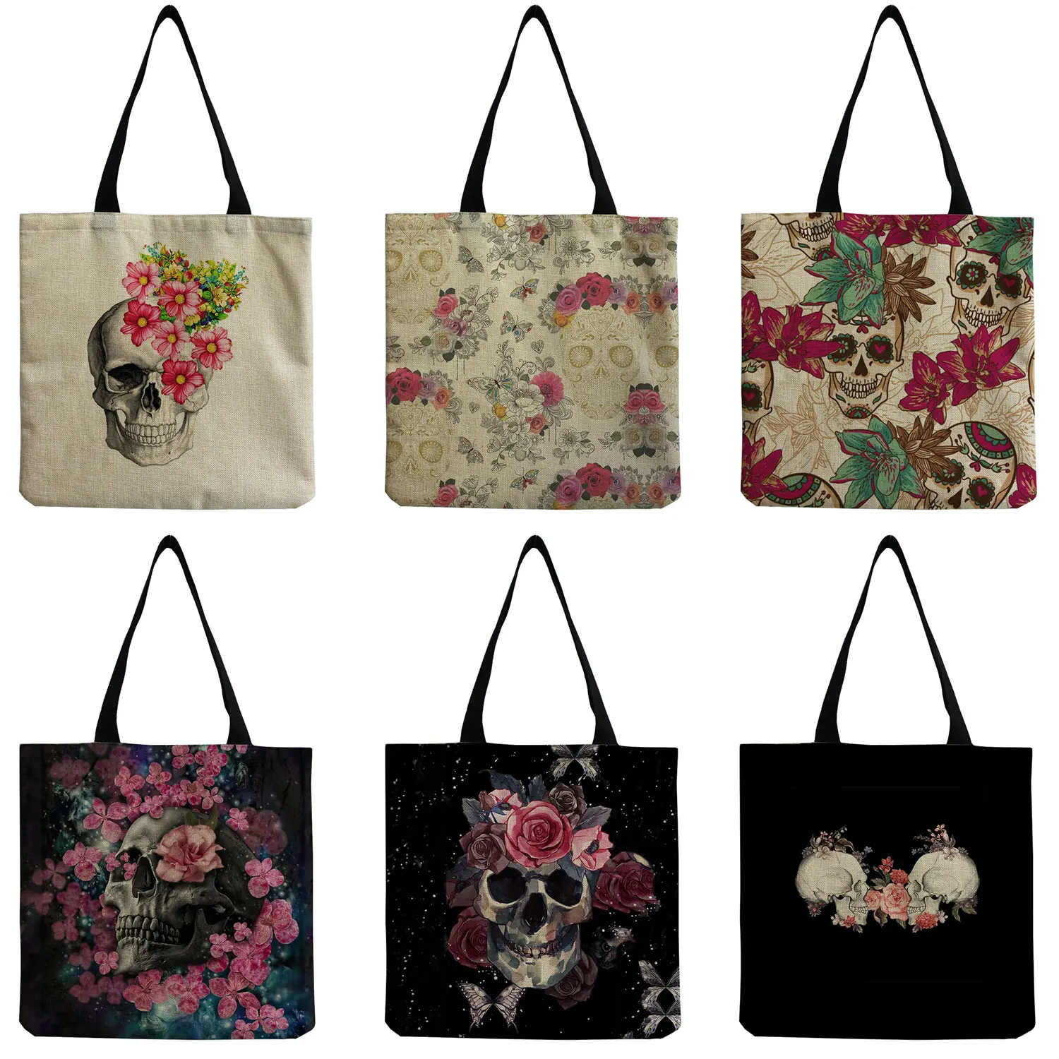 

Крутая роскошная дизайнерская сумка с принтом черепа на заказ, сумки-тоуты, экологически чистые многоразовые сумки для покупок, практичные ...