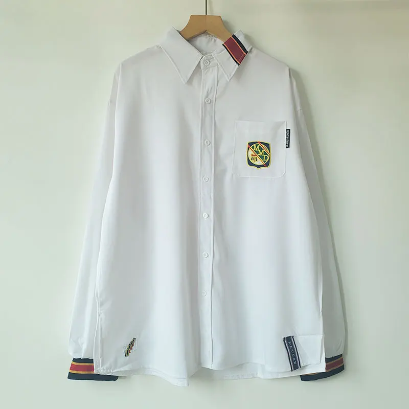 Kim Taehyung Embroidery Shirt Korean Street Style Harajuku Top Loose Long Sleeve Bangtan Boys Hip Hop Fashion Ins Clothes Unisex