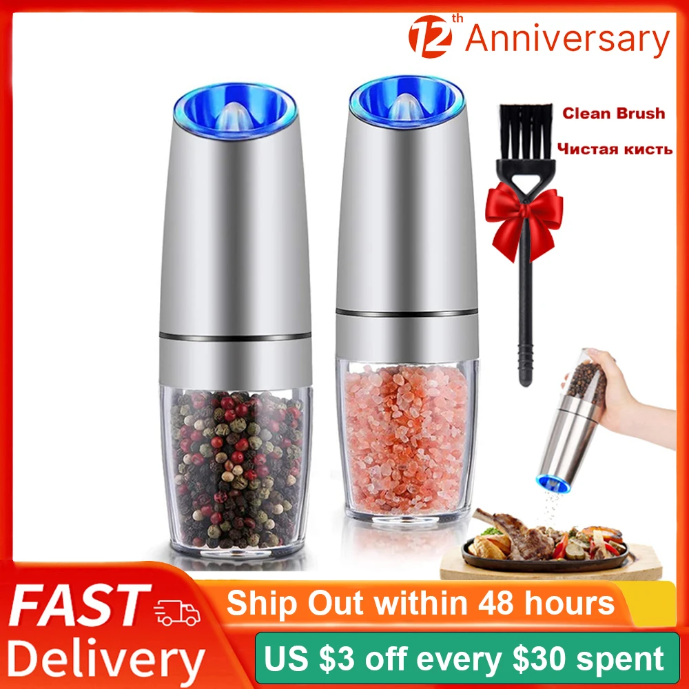 Electric Spice Mill Automatic Pepper Salt Grinder Adjustable Herb Spice Grain Mills Porcelain Grinding Core Mill Kitchen Tools