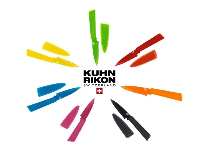 Нож малый Kuhn Rikon Colori зубчатое лезвие (зелёный голубой красный жёлтый оранжевый