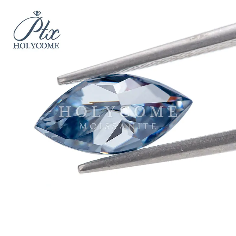 

4X8mm Fancy vivid blue VVS1 Hot EX Marquise Cut Pass Moissanite Diamond Tester Loose Moissanite Supplier Factory GRA