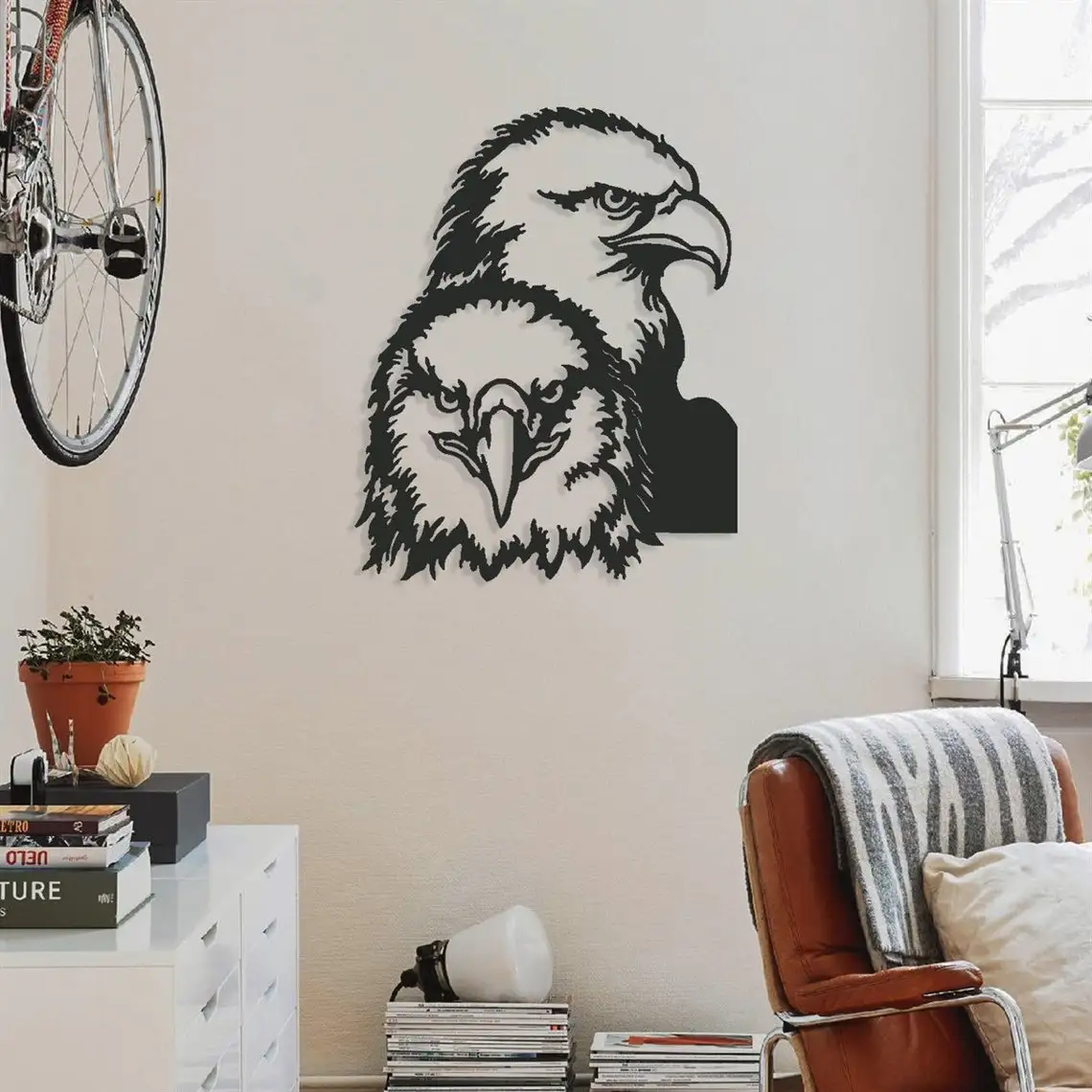 Aigle arte de pared de Metal, decoraci&oacute;n de pared &uacute;nica, decoraci&oacute;n moderna para el hogar, arte de pared de mujer, decoraci&oacute;n de pared moderna, arte de pared para sala de estar-0