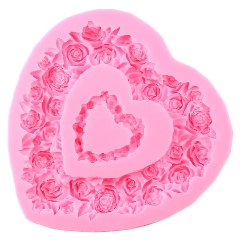 Big Heart Shaped Rose Wreath Silicone Mold DIY Wedding Fondant Molds Cake Decorating Tools Candy Chocolate Gumpaste Resin Moulds |