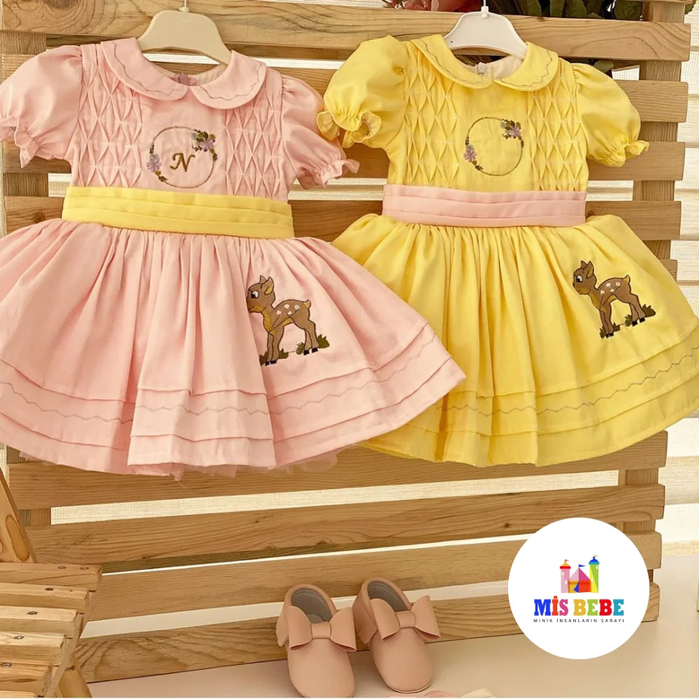 Personalized 3-Pcs Dress hair Clip Shoes Clothing Sets Suede Autumn Spring Summer Kids Costum toddler ball gownes Dresses