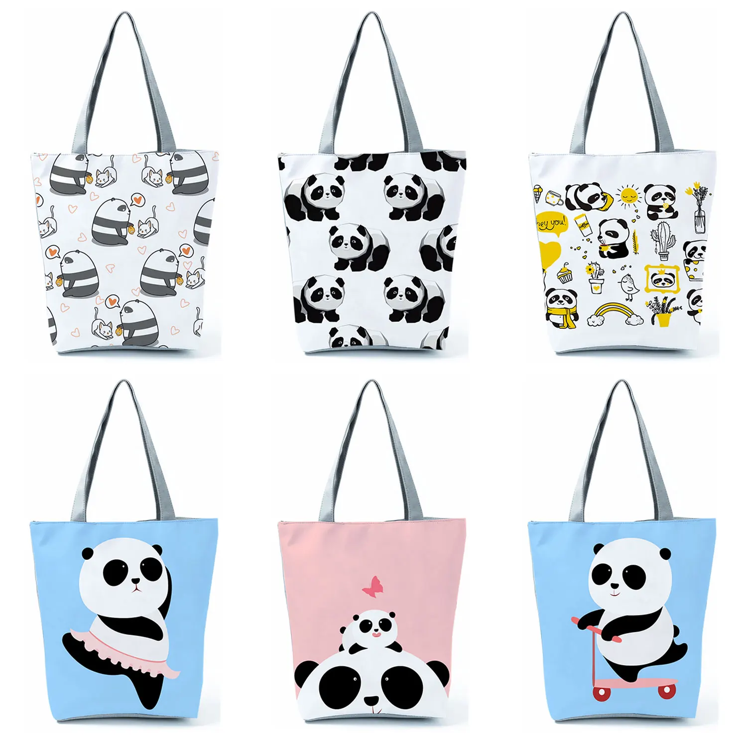 

Cute Cartoon Panda Shopping Bag Women Foldable Tote Bag Animal Casual Large Capacity Shoulder Bags Girl Handbags Dropshipping