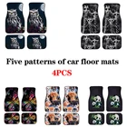 Автомобильный коврик AIMAAO с 3D рисунком животных, универсальный переднийзадний, комплект из 4 предметов, синий коврик для грузовика или внедорожника