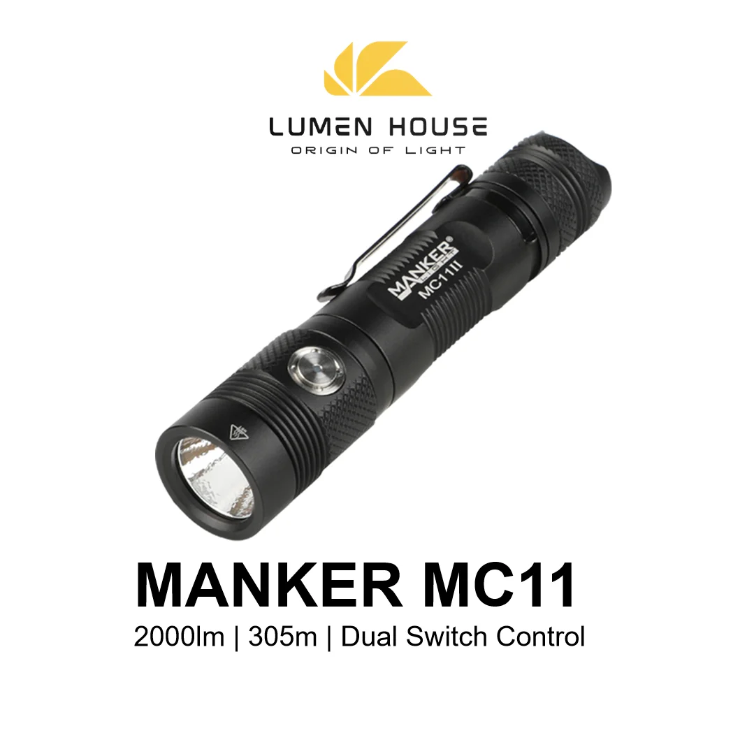 Manker MC11 Tactical Flashlight Powerful 2000lm LED Torch Portable 18650 Lamp for Self-defense Camping Hiking Fishing Home