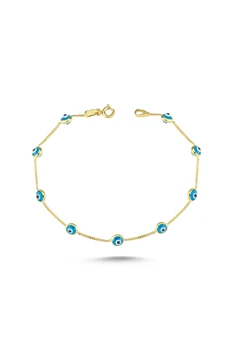 Gold Evil Eye Beaded Turquoise Tifany Bracelet TTGBLANZ104 - Certified 14K Gold – A perfect gift for your Loved Ones