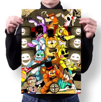 Плакат 5 Ночей с Фредди Five Nights at Freddy's ФНАФ Аниматроники №64 А4|Наклейки на стену| |