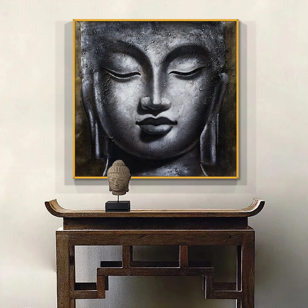 

Large Size Abstract Buddha Head Painting 100% Hand Painted Oil Painting On Canvas Abstract Wall Art For Modern Home Decoration
