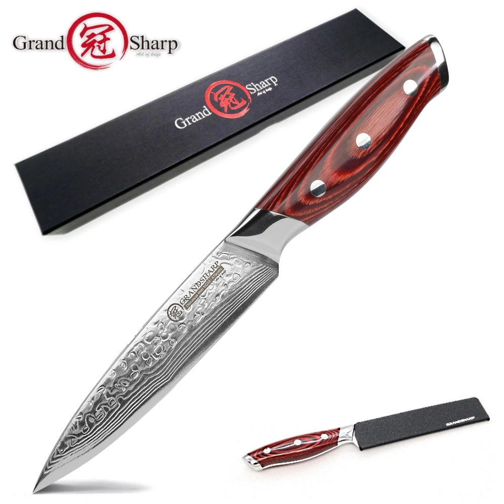 GRANDSHARP 5 Inch Utility Knife 67 Layers Japanese Damascus Stainless Steel VG-10  Cooking Tools Chef Kitchen Knife Damascus
