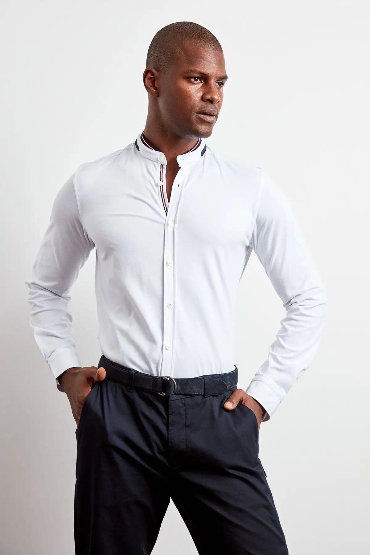 Trendyol Мужская рубашка с вырезом лодочкой и длинным рукавом Ekstraforlu Extra Slim Fit новая