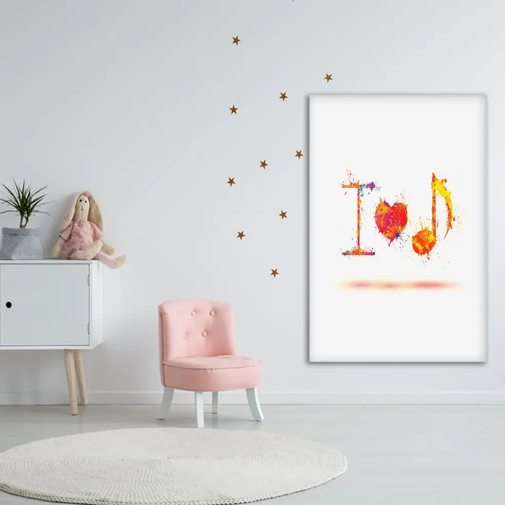 Гобелен I Love Music Design Elements красочный красный желтый оранжевый Note художественный