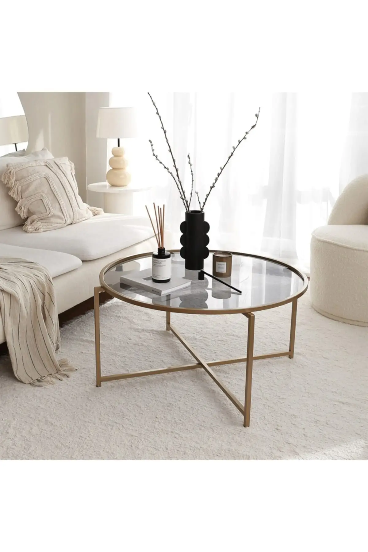 

Gold Sun Coffee Table / Smoked Glass