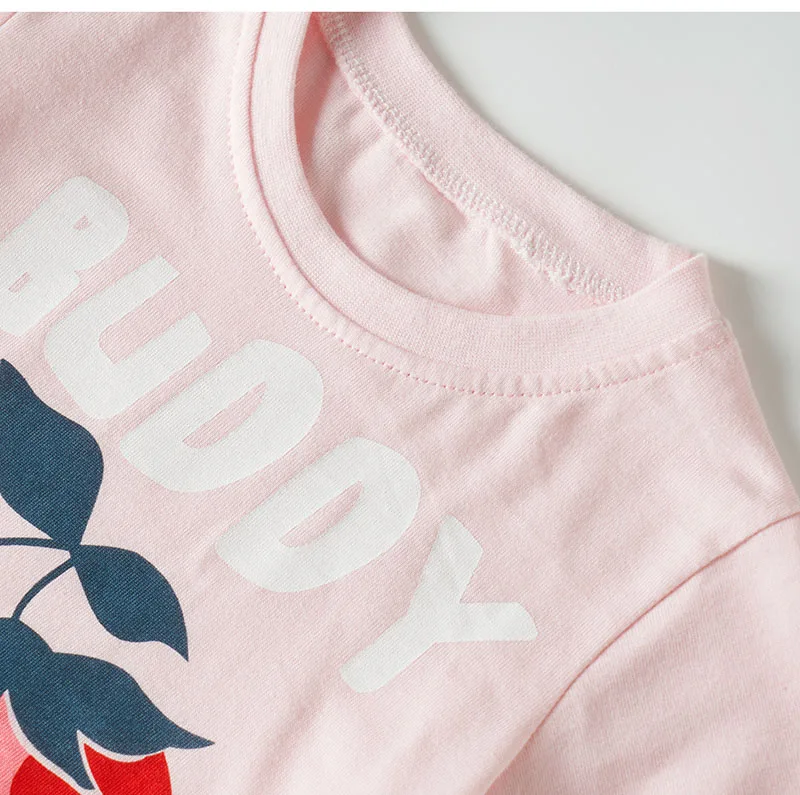 В виде клубники Детская футболка 100% чесаный хлопок Лето Повседневная футболки с