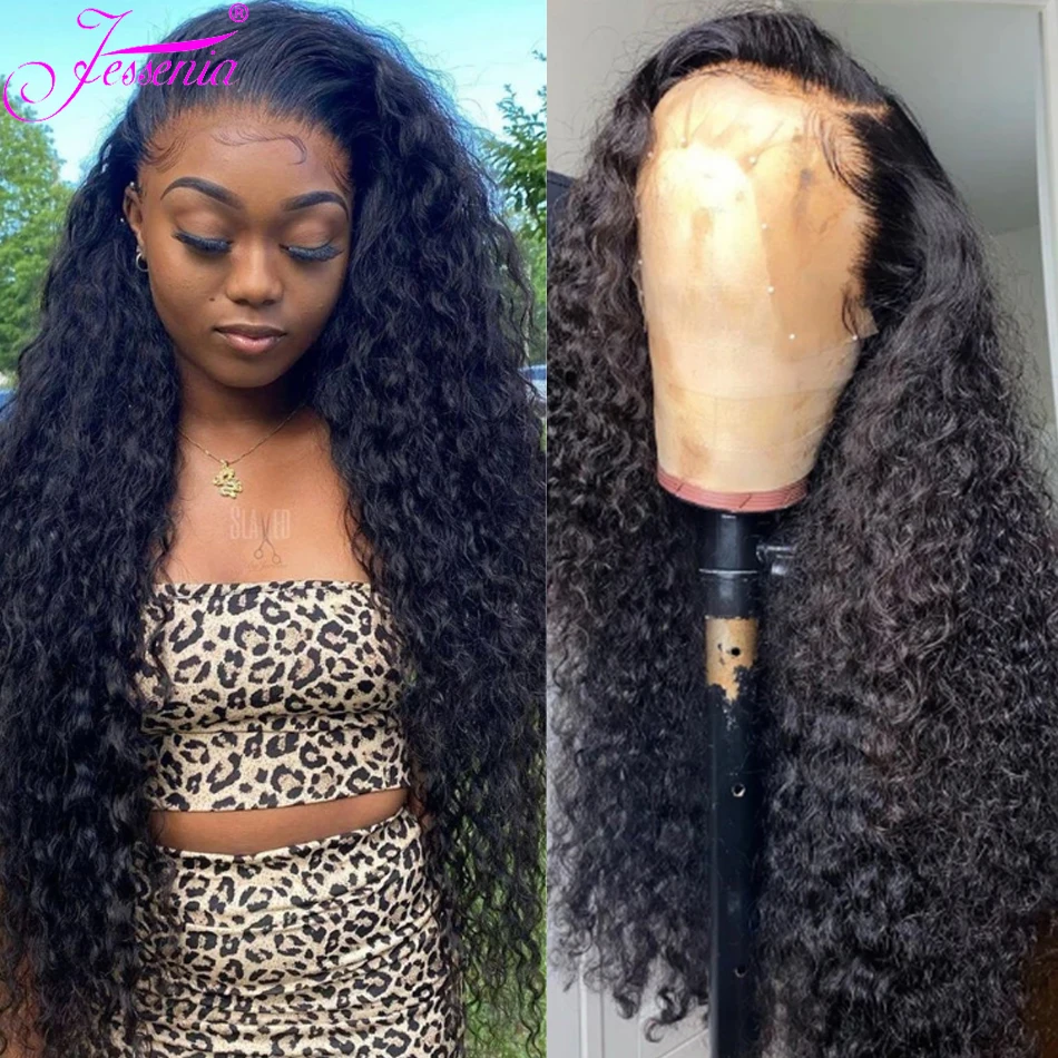 

Brazilian 4x4 Water Curly Human Hair Wigs Loose Cheap Deep Wave Lace Closure Wig 28 30 Inch PrePlucked Wigs for black women Remy