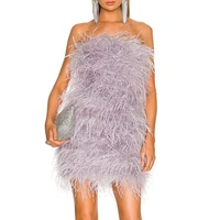 elegant 100 ostrich feather mini cocktail dresses 2022 sexy strapless short prom dress wedding birthday party gowns s4082