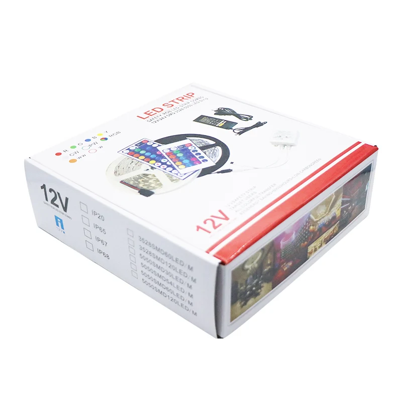

SZYOUMY RGB LED Strip Light 2835 SMD 60leds/m 5M Flexible Light LED Tape Waterproof IP65 With 24Key IR Remote 2A Power Supply
