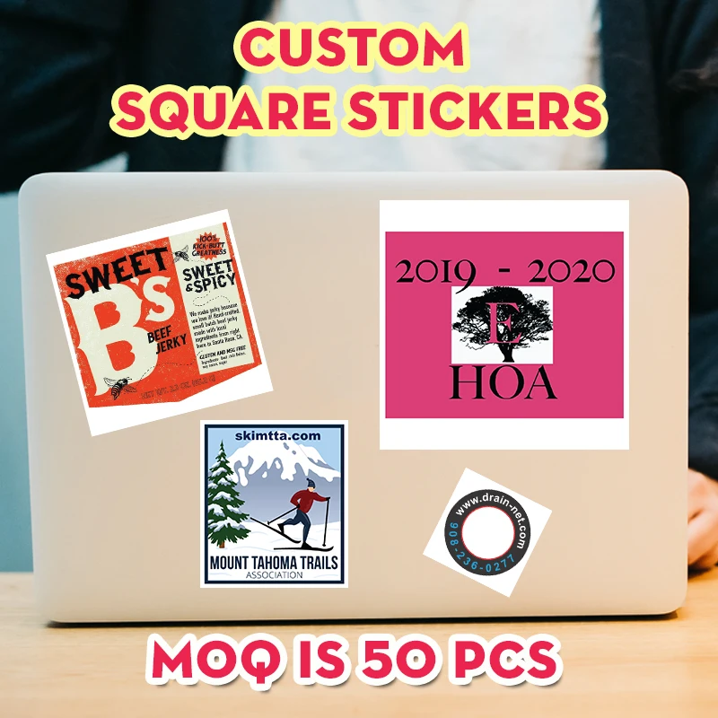Квадратная наклейка на заказ для фирменного логотипа с высококачественной
