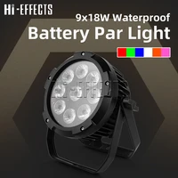 Par Can Light Wireless Uplighting 9X18w Battery Operated Par Lights Touch Screen Stage Light for Mall Wedding Lights