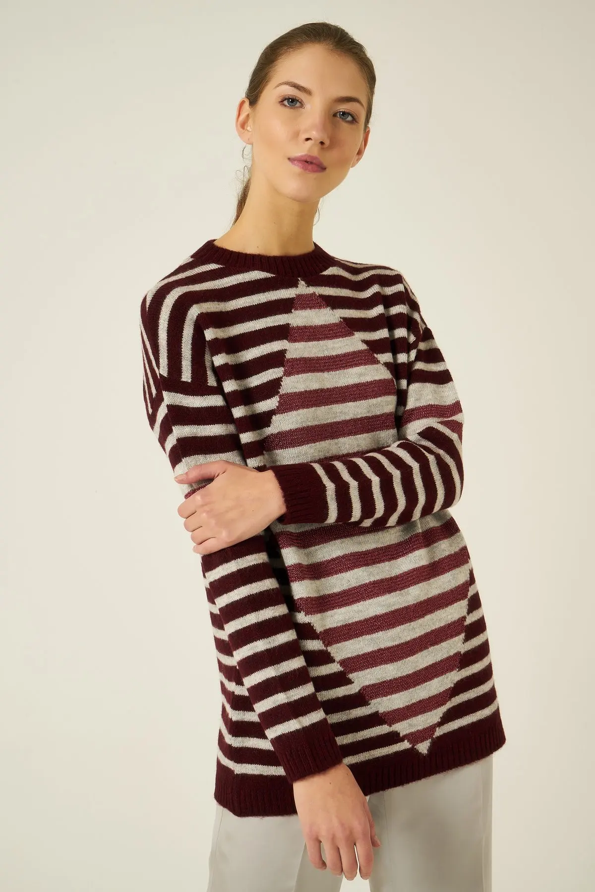 Женский джемпер в полоску с круглым вырезом Joinus |