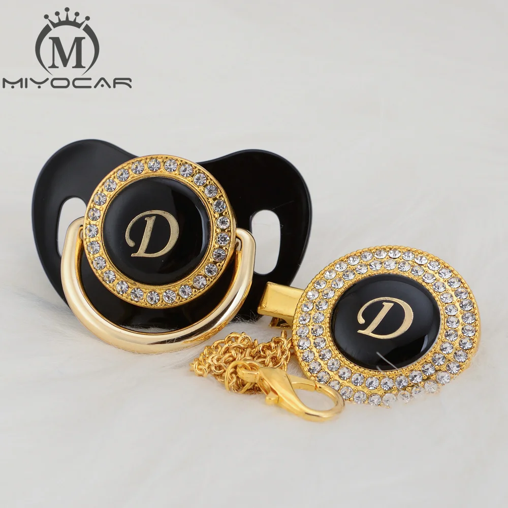 MIYOCAR уникальный дизайн имя инициалы буквенные D прекрасный bling соска и пустышка Клип Набор BPA бесплатно пустышка bling уникальный дизайн LD