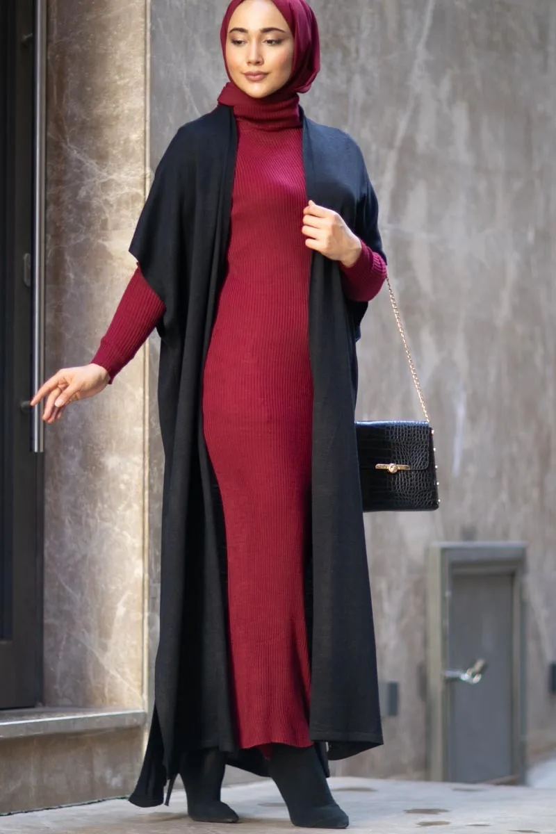 "Водолазка, хиджаб, двойной костюм 2022, новогоднее платье-абайя, вязаная одежда, двойной костюм, костюм для пары, турецкий Дубай, мусульманское..."