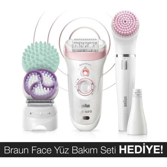 WONDERFULL Braun Silk-épil 9 9995 Beauty Set SensoSmart Technology Cordless Wet and Dry Use Pink Epilator / Epilator with 11 Att
