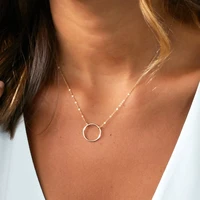 circle necklace handmade jewelry gold filled choker pendants collier femme kolye collares charm hoop women jewelry boho necklace