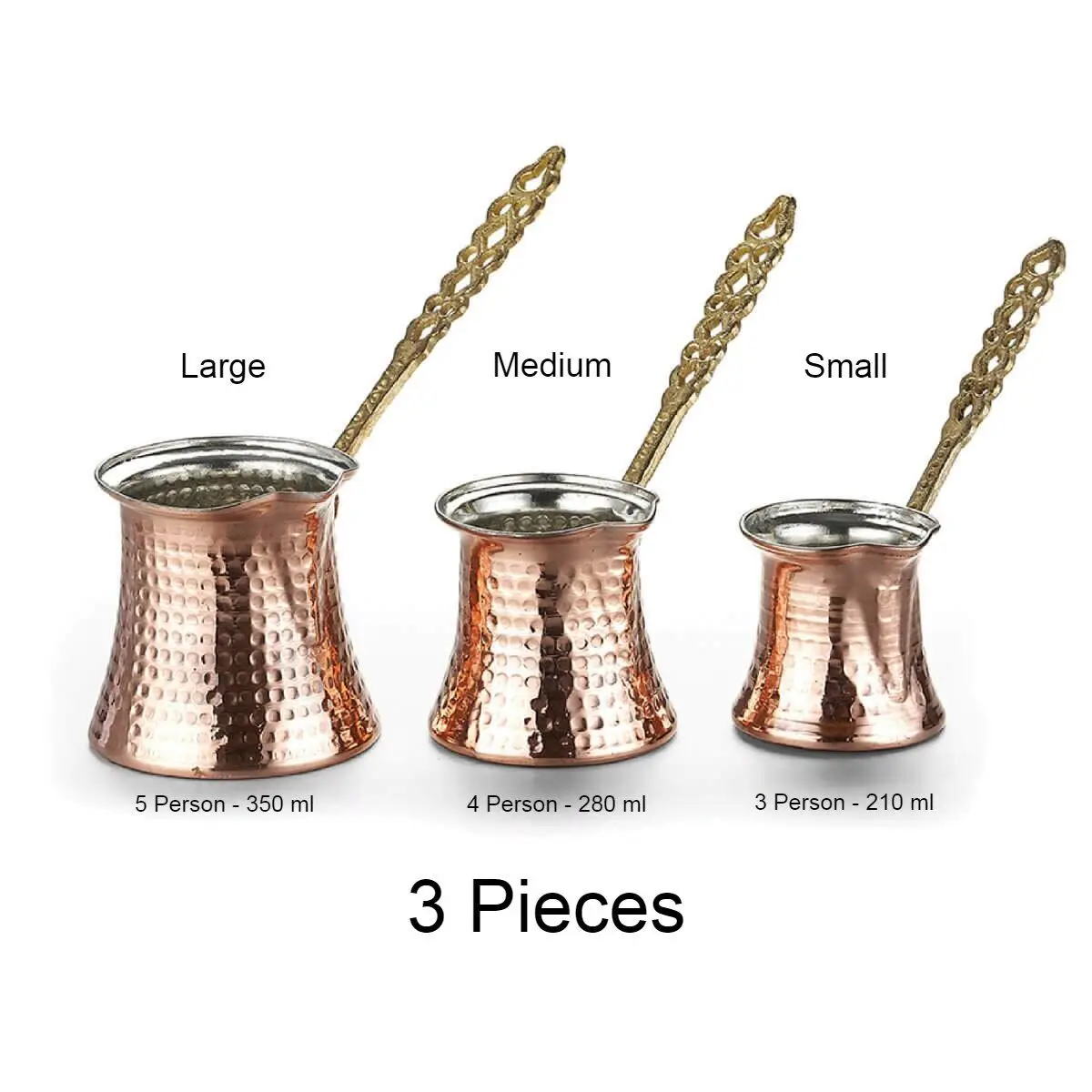 

Turkish Cezve Coffee Pot Turk Coffee Maker Set 3 Sizes Copper Handmade Quality Gift Accessory For Kitchen Ottoman Arabic