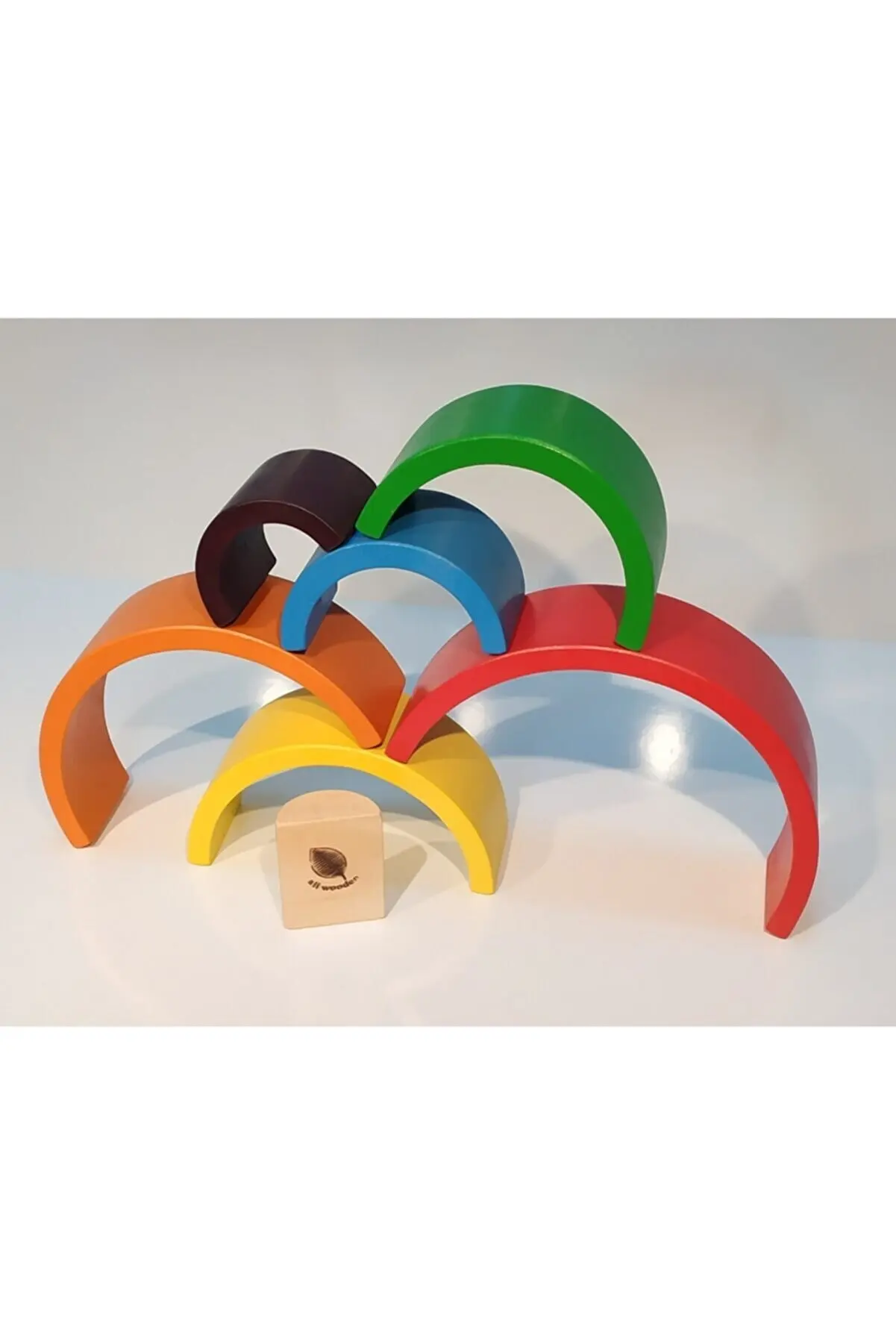 

Waldorf Rainbow 7 Colors Building Blocks Arched Stacker Puzzle Teaching Aids Baby Montessori Educational Wooden Toy for Children