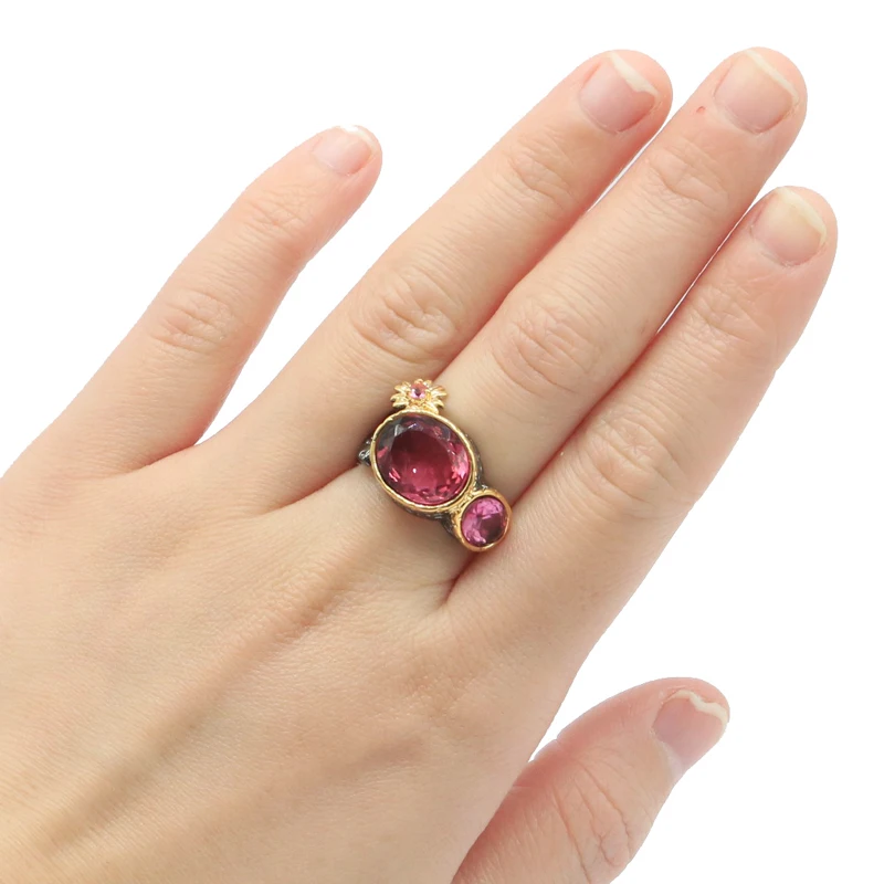 24x15 мм в неоготическом стиле создан фиолетовый танзанит турмалин для Для женщин