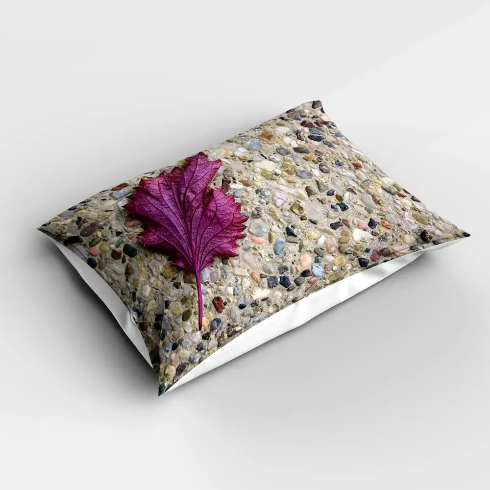 

Else Brown Pebble Stones Wall Purple Leaf Rectangle Modern Pillowcases 3d Digital Print Pillow Covers Cases for Couch Bed