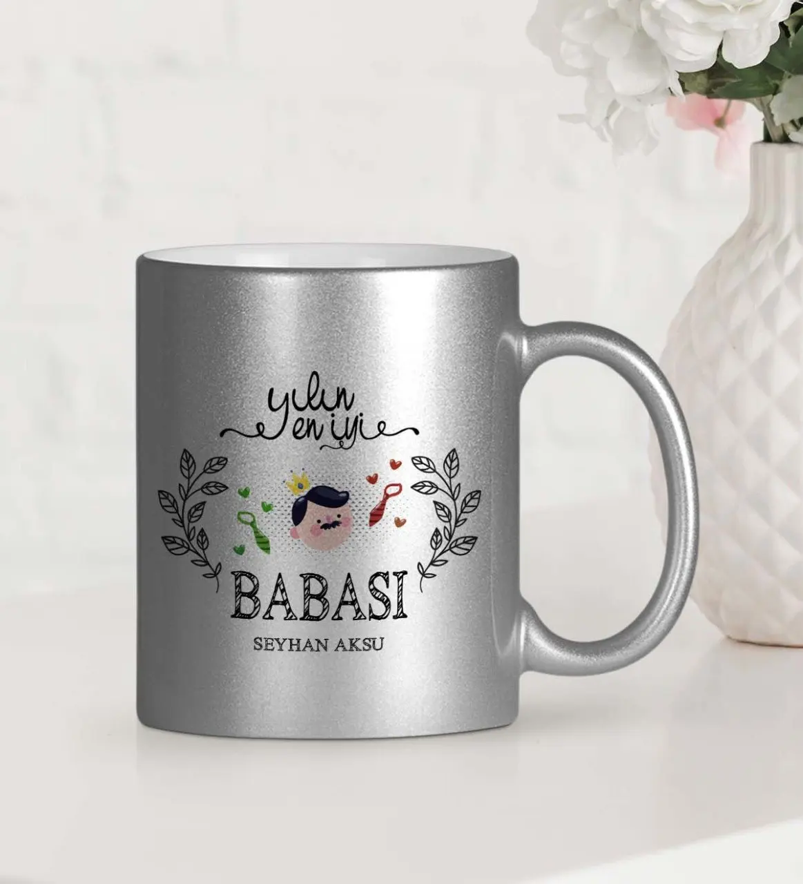 

Personalized The Year 'S Best Father Silver Gilt Mug Cup-1