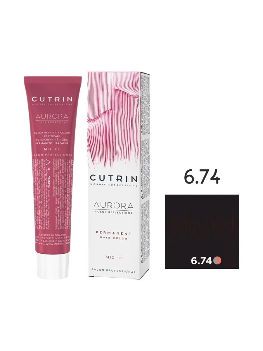 Cream paint Aurora permanent for hair coloring cutrin 6.74 cocoa 60 ml | Красота и здоровье