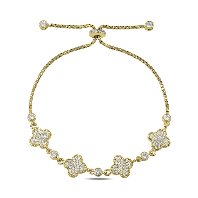 

Silver 925 Sterling Zircon Gemstone Clover Elevator Bracelet