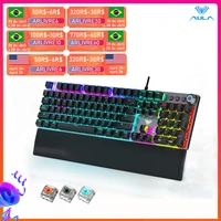 AULA F2088 Spanish Mechanical Gaming Keyboard With Brown Blue Black Switch 108-key LED Backlight Suitable For Laptop Gamers
