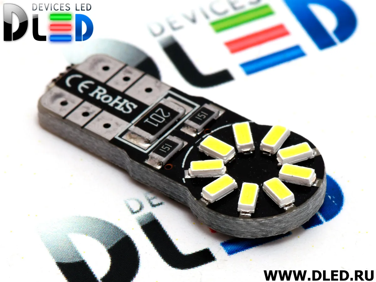 1шт Светодиодная автомобильная лампа T10 - W5W 18 SMD 4014 + Обманка | Автомобили и