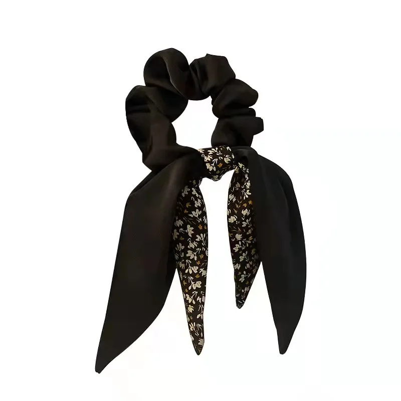 

Elegant floral bow hair band retro simple rubber band tie hair ponytail streamer hair rope