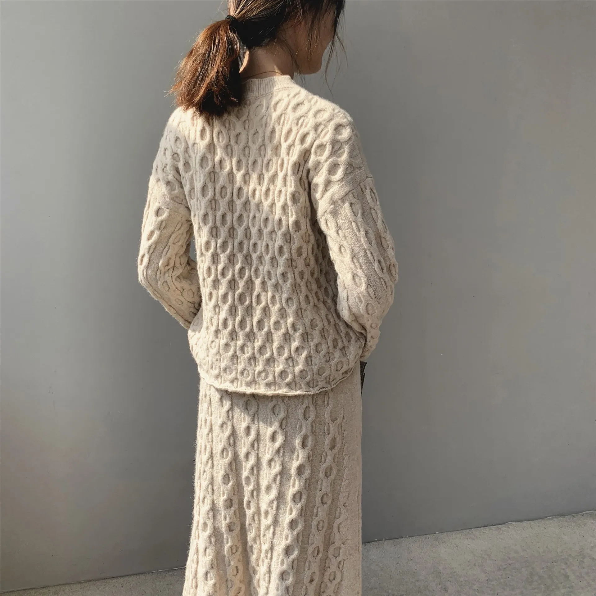 Женский Повседневный комплект Свободный пуловер с длинным рукавом и круглым