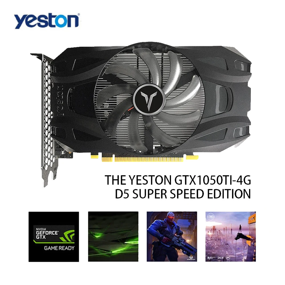 Bestellen Yeston GTX1050Ti-4G D5 TD Grafikkarte NVIDIA Pascal 1291/1392MHz 14nm 4G/128bit/GDDR5 Grafiken Karte Für Spiel Arbeits