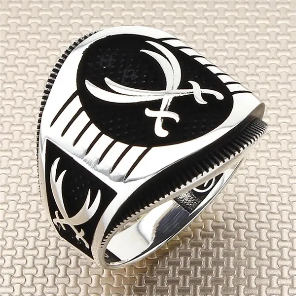 

Pala Oval Silver Ring Turkish Flag Men's Solid 925 Sterling Quality Elegant Charming Unusual Design Impressive Perfect Special